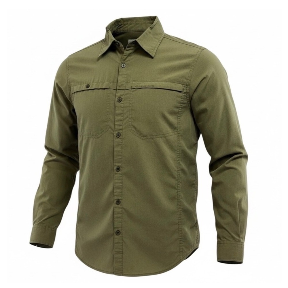 Craghoppers Mens Small Olive Green Utility Hiking Button Up L/S Shirt (J39)